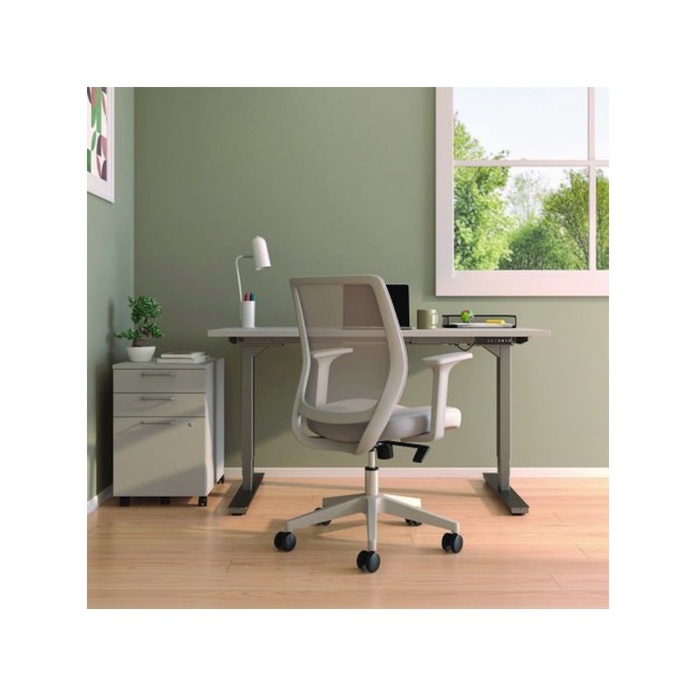 Alera Wessex Ergonomic Fabric Mesh Swivel Task Chair, Supports 275 lb, 17.09 to 20.83 Seat Height, Gray Seat/Back, White Base