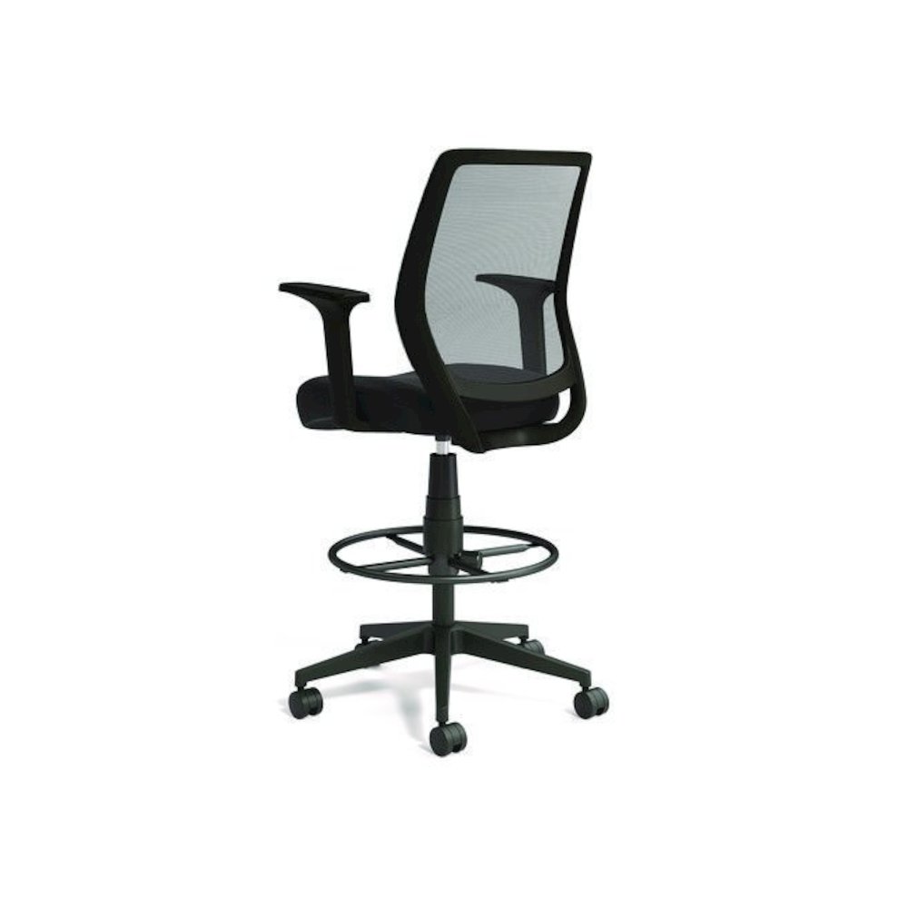 Alera Wessex Drafting Stool, Mesh Back, Supports Up to 275 lb, 27.95 to 33.66 Seat Height, Black Seat, Black Back, Black Base