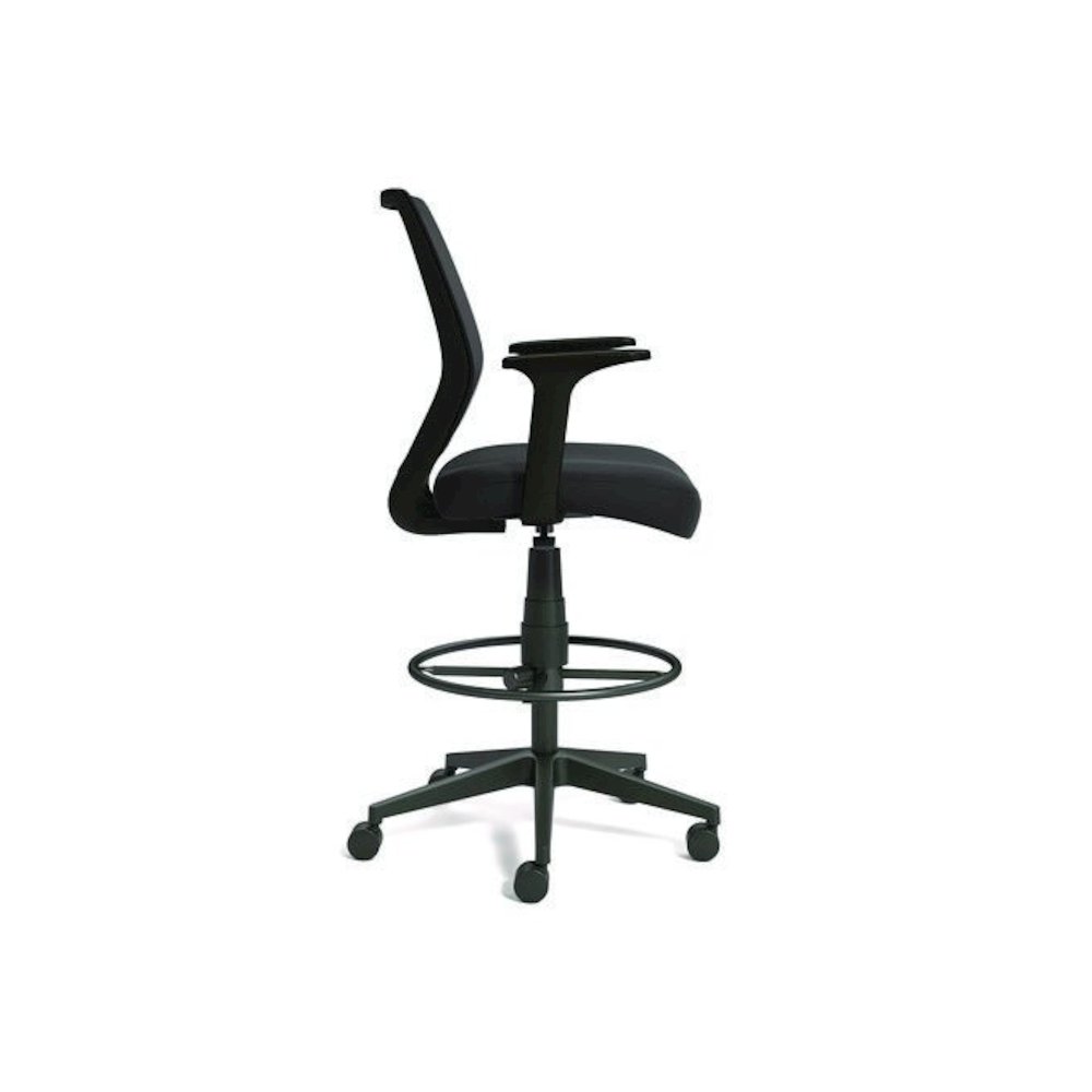 Alera Wessex Drafting Stool, Mesh Back, Supports Up to 275 lb, 27.95 to 33.66 Seat Height, Black Seat, Black Back, Black Base