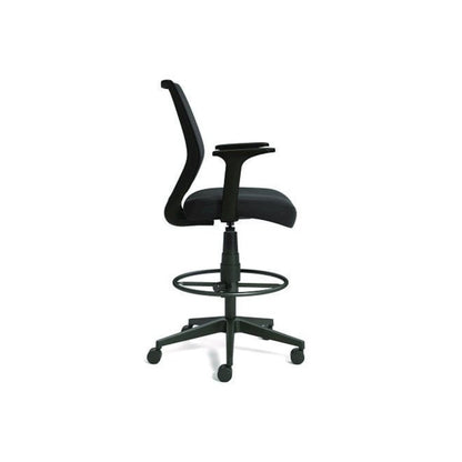 Alera Wessex Drafting Stool, Mesh Back, Supports Up to 275 lb, 27.95 to 33.66 Seat Height, Black Seat, Black Back, Black Base