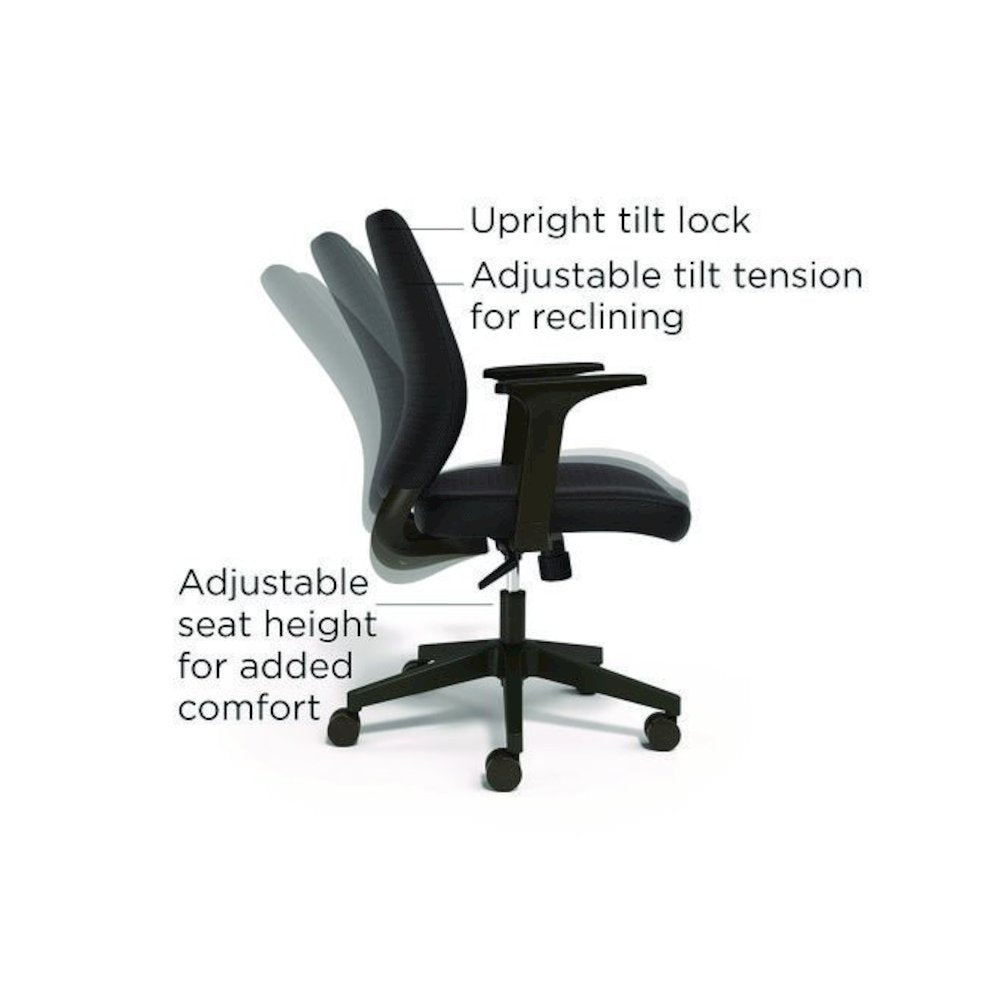 Alera Wessex Ergonomic Fabric Task Chair, Supports Up to 275 lb, 17.13 to 20.83 Seat Height, Black Seat/Back, Black Base