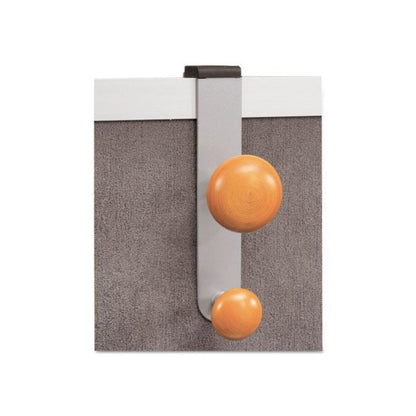 Cubicle Garment Peg, 2-Hook, 1 1/5 x 1 3/8 x 7 9/10, Metallic Gray