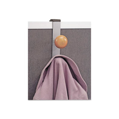 Cubicle Garment Peg, 2-Hook, 1 1/5 x 1 3/8 x 7 9/10, Metallic Gray