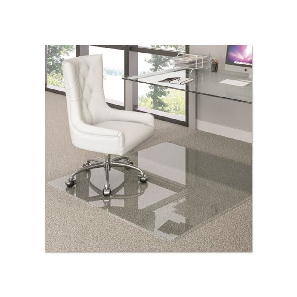 Premium Glass Chair Mat for Flat to Plush Pile Carpeted and Hard Floors, Rectangular, Polished Edges, 48" x 60", Clear