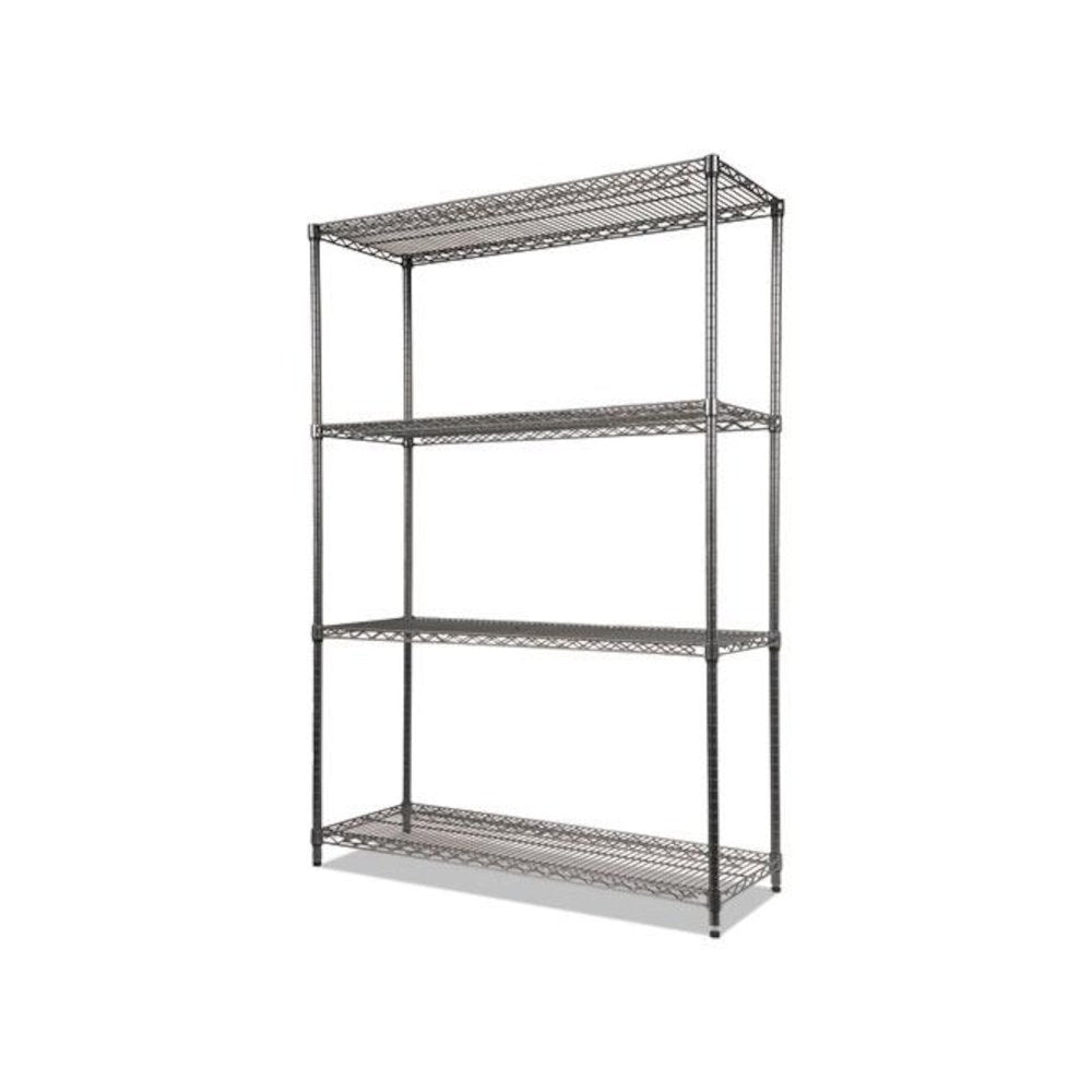 Wire Shelving Starter Kit, Four-Shelf, 48w x 18d x 72h, Black Anthracite