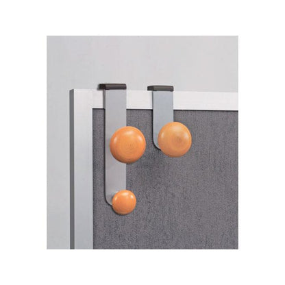 Cubicle Garment Peg, 2-Hook, 1 1/5 x 1 3/8 x 7 9/10, Metallic Gray