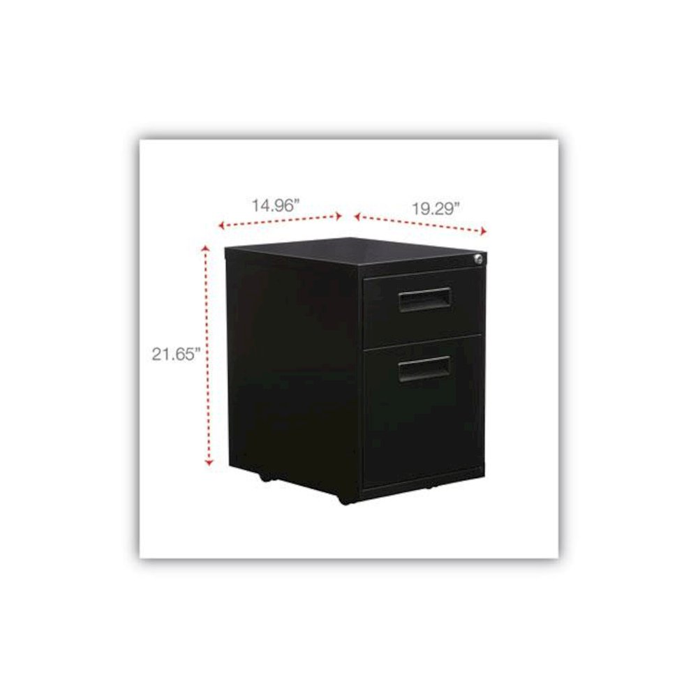 File Pedestal, Left or Right, 2-Drawers: Box/File, Legal/Letter, Black, 14.96" x 19.29" x 21.65"