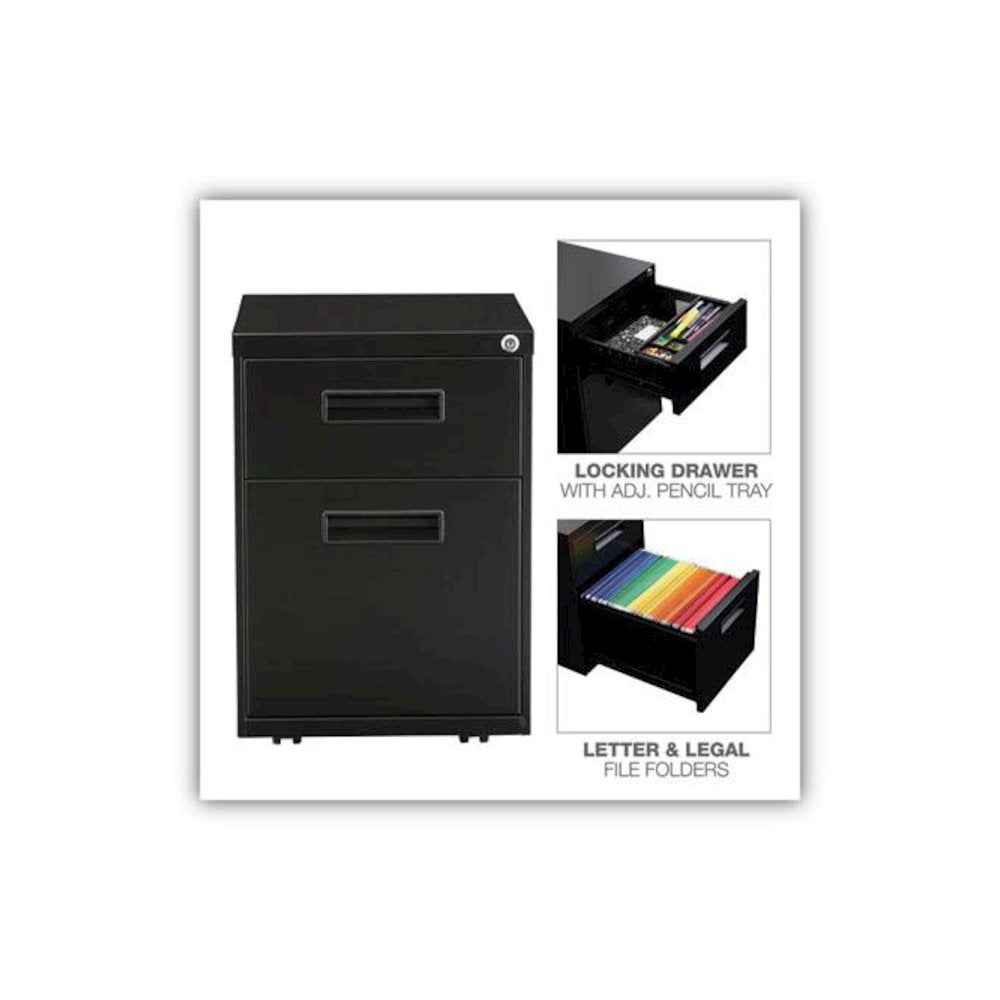 File Pedestal, Left or Right, 2-Drawers: Box/File, Legal/Letter, Black, 14.96" x 19.29" x 21.65"