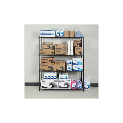 All-Purpose Wire Shelving Starter Kit, Four-Shelf, 60w x 18d x 72h, Black Anthracite Plus