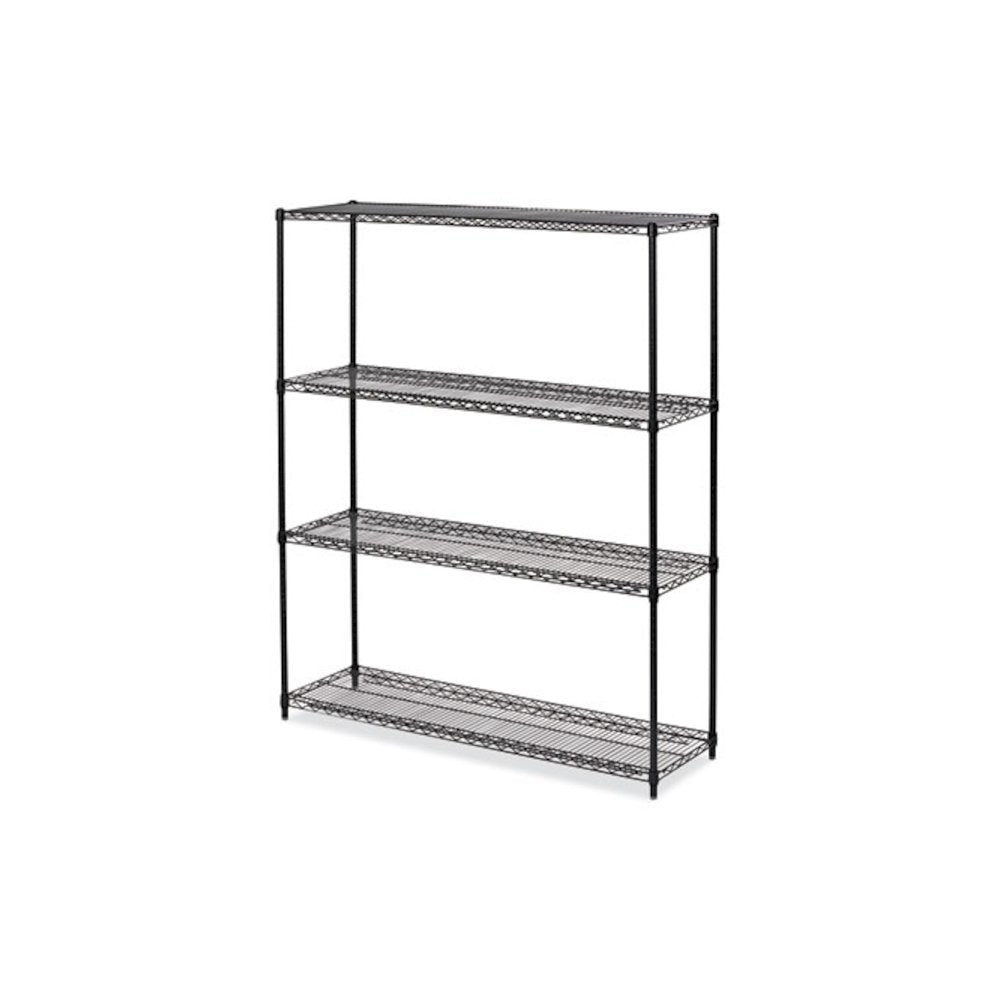 All-Purpose Wire Shelving Starter Kit, Four-Shelf, 60w x 18d x 72h, Black Anthracite Plus