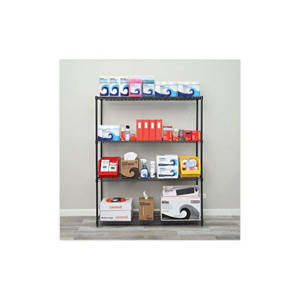 All-Purpose Wire Shelving Starter Kit, Four-Shelf, 60w x 18d x 72h, Black Anthracite Plus