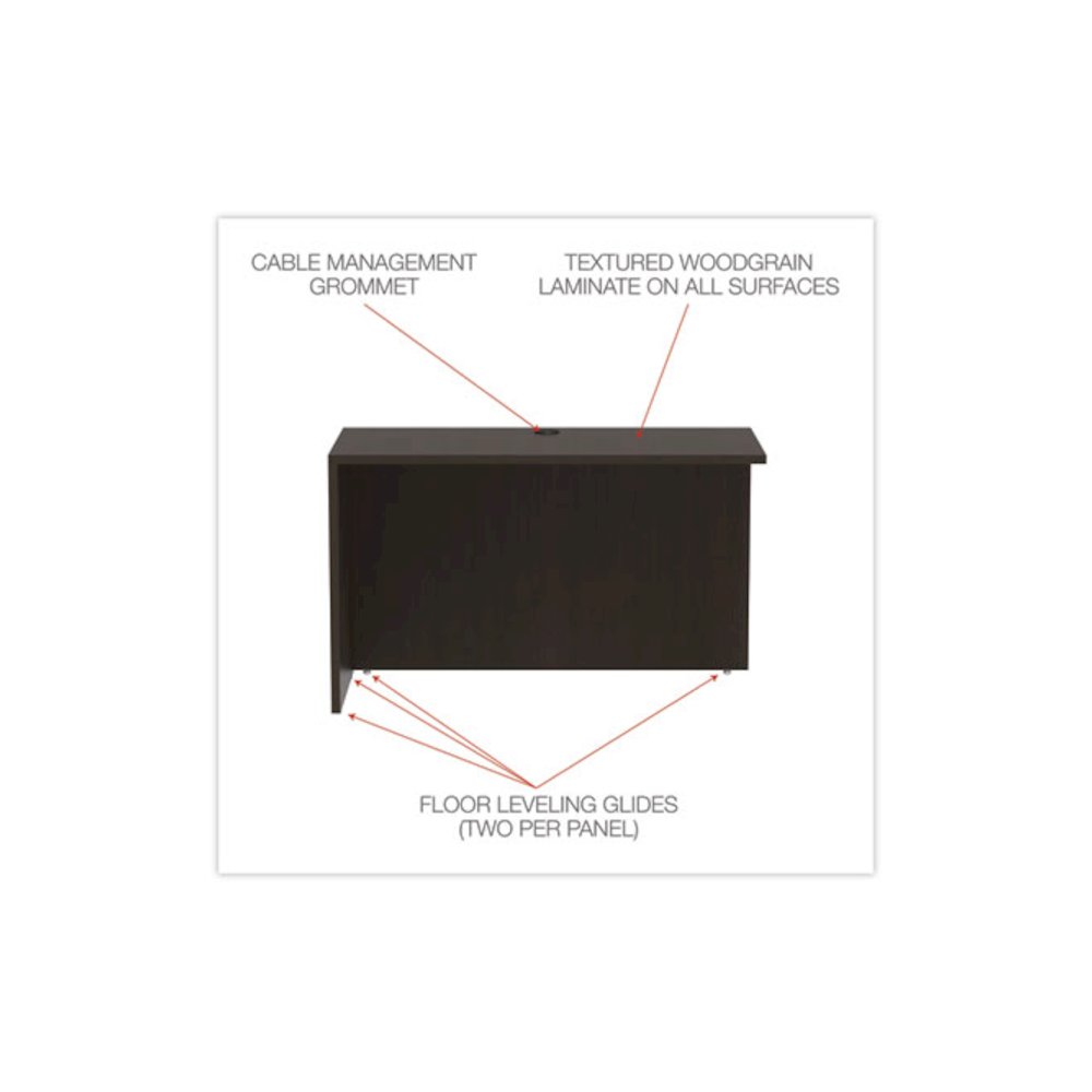 Alera Valencia Series Reversible Return/Bridge Shell, 47.25w x 23.63d x 29.5h, Espresso