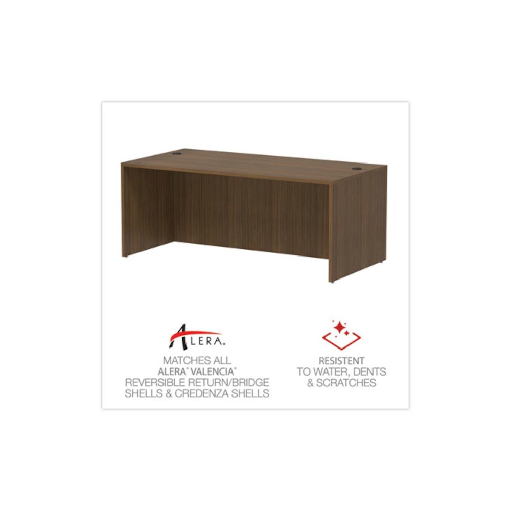 Alera Valencia Series Straight Front Desk Shell, 71" x 35.5" x 29.63", Modern Walnut