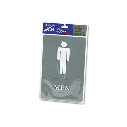 ADA Sign, Men Restroom Symbol w/Tactile Graphic, Molded Plastic, 6 x 9, Gray