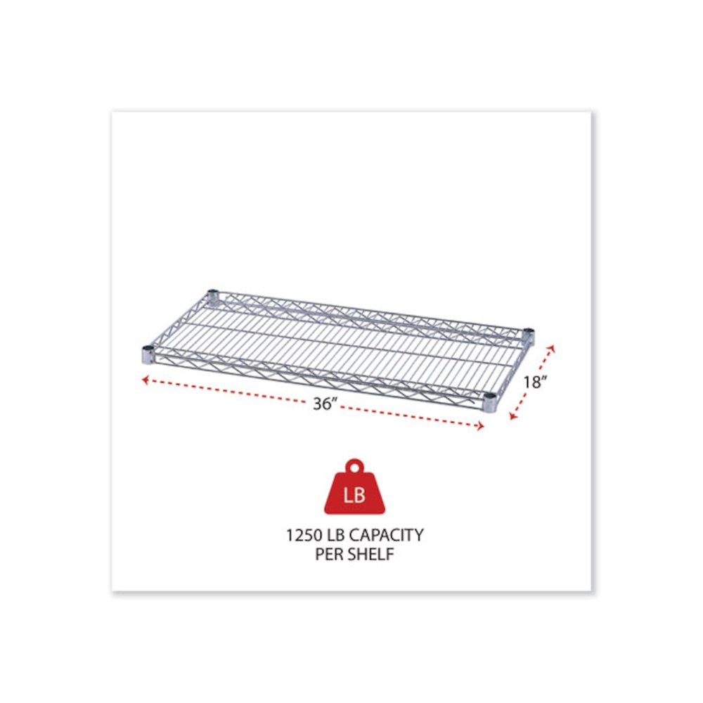 Industrial Wire Shelving Extra Wire Shelves, 36w x 18d, Silver, 2 Shelves/Carton