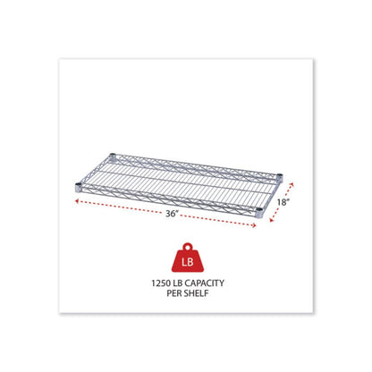 Industrial Wire Shelving Extra Wire Shelves, 36w x 18d, Silver, 2 Shelves/Carton