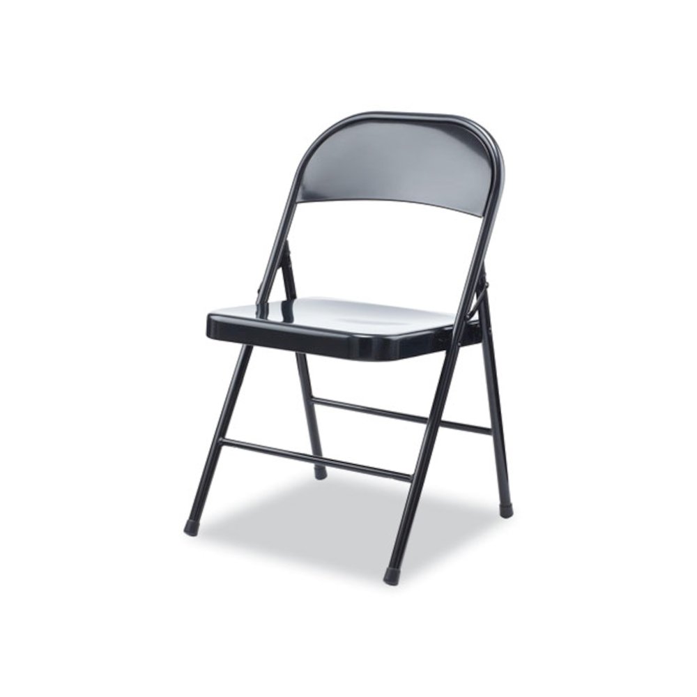 Armless Steel Folding Chair, Supports Up to 275 lb, Black Seat, Black Back, Black Base, 4/Carton