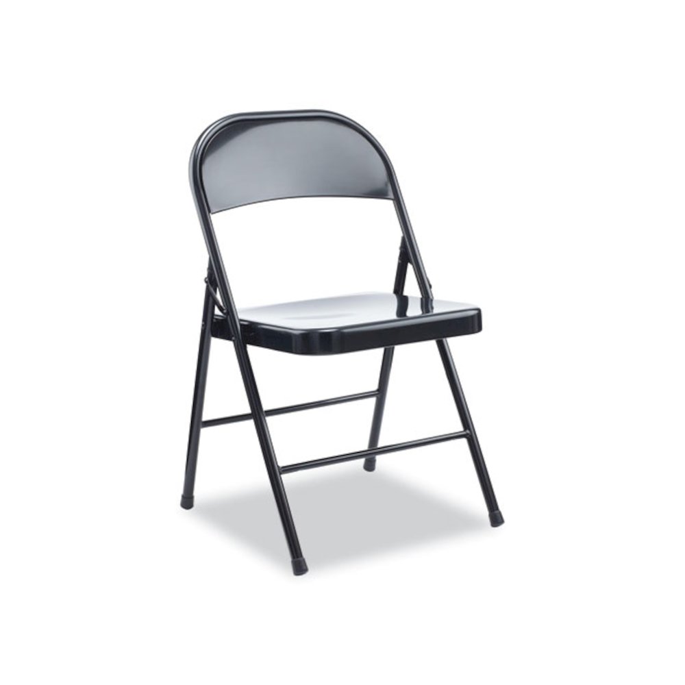 Armless Steel Folding Chair, Supports Up to 275 lb, Black Seat, Black Back, Black Base, 4/Carton
