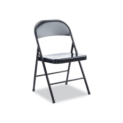 Armless Steel Folding Chair, Supports Up to 275 lb, Black Seat, Black Back, Black Base, 4/Carton