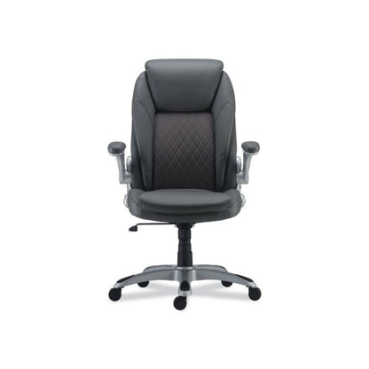 Alera Leithen Bonded Leather Midback Chair, Supports Up to 275 lb, Gray Seat/Back, Silver Base