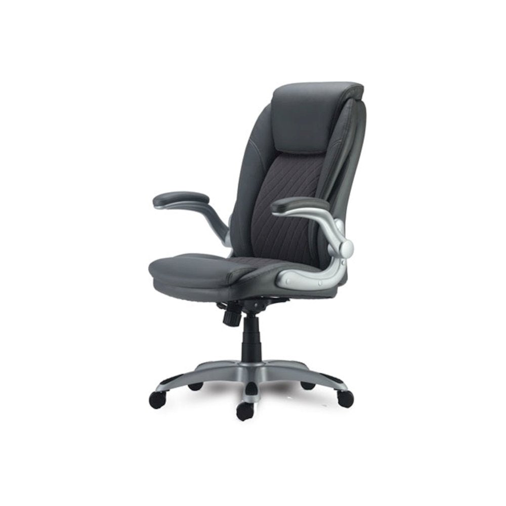 Alera Leithen Bonded Leather Midback Chair, Supports Up to 275 lb, Gray Seat/Back, Silver Base