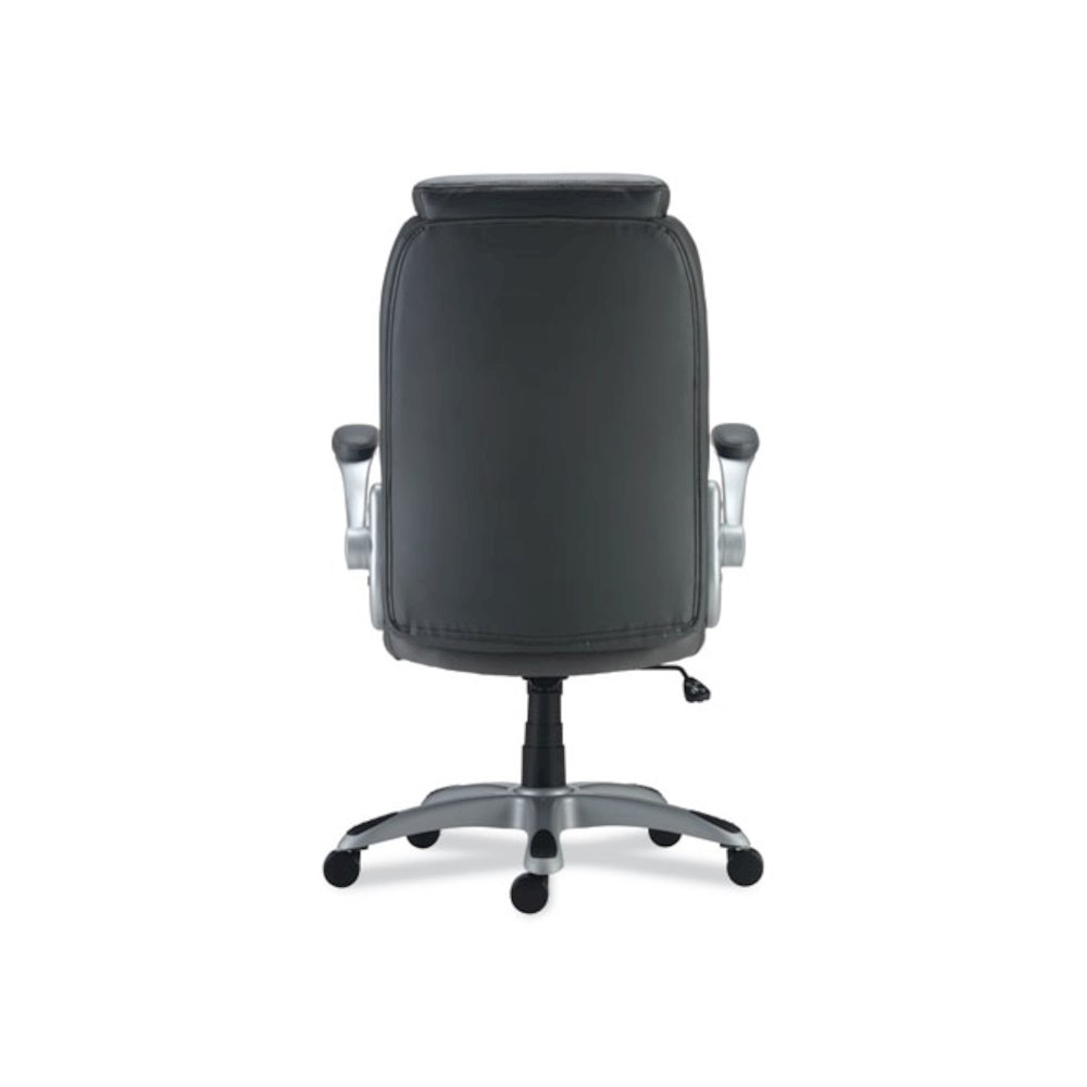 Alera Leithen Bonded Leather Midback Chair, Supports Up to 275 lb, Gray Seat/Back, Silver Base