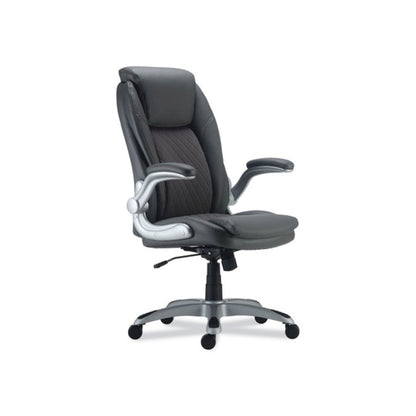 Alera Leithen Bonded Leather Midback Chair, Supports Up to 275 lb, Gray Seat/Back, Silver Base