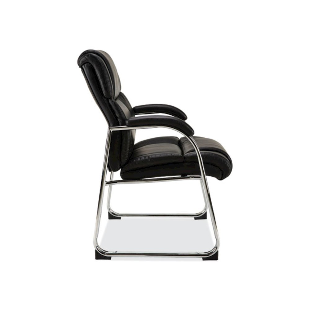 Alera Hildred Series Guest Chair, 25" x 28.94" x 37.8", Black Seat, Black Back, Chrome Base