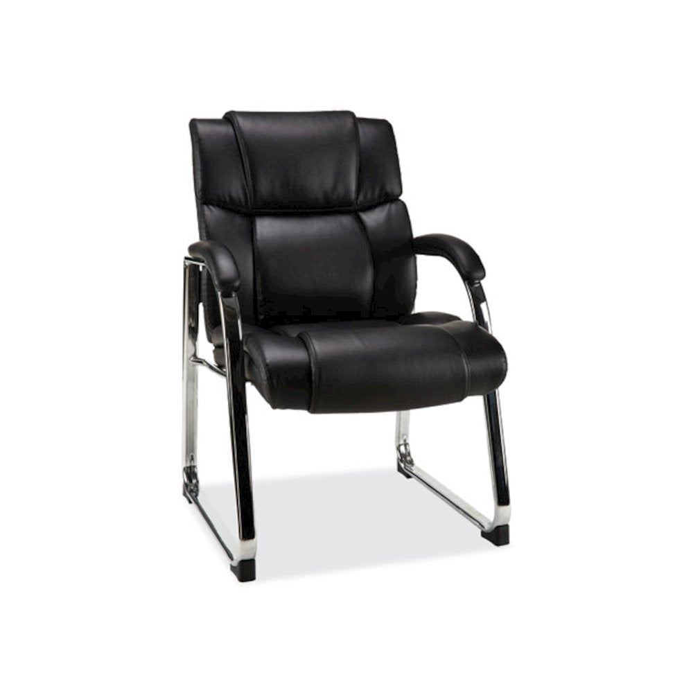 Alera Hildred Series Guest Chair, 25" x 28.94" x 37.8", Black Seat, Black Back, Chrome Base