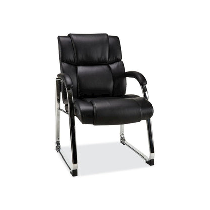 Alera Hildred Series Guest Chair, 25" x 28.94" x 37.8", Black Seat, Black Back, Chrome Base