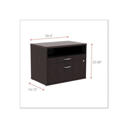 Alera Open Office Desk Series Low File Cabinet Credenza, 2-Drawer: Pencil/File,Legal/Letter,1 Shelf,Espresso,29.5x19.13x22.88