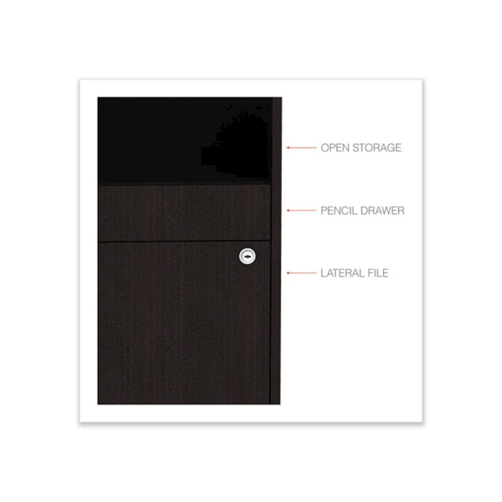 Alera Open Office Desk Series Low File Cabinet Credenza, 2-Drawer: Pencil/File,Legal/Letter,1 Shelf,Espresso,29.5x19.13x22.88
