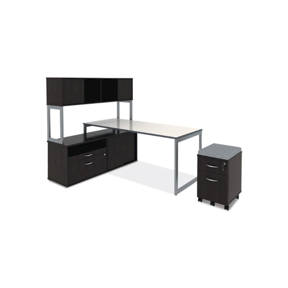 Alera Open Office Desk Series Low File Cabinet Credenza, 2-Drawer: Pencil/File,Legal/Letter,1 Shelf,Espresso,29.5x19.13x22.88