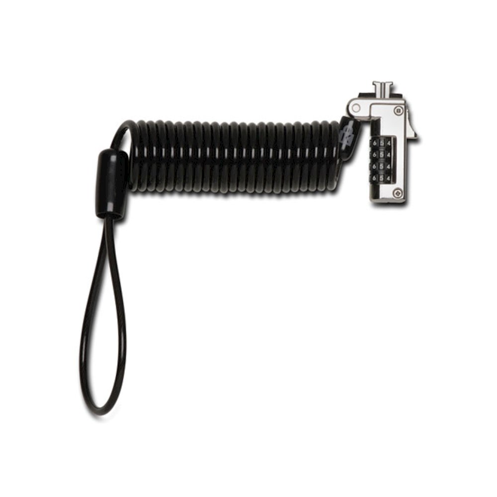 Slim Portable Combination Lock for Standard Slot, 6 ft Carbon Steel Cable, Black/Silver