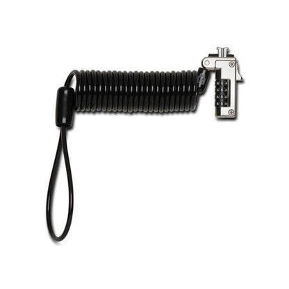 Slim Portable Combination Lock for Standard Slot, 6 ft Carbon Steel Cable, Black/Silver