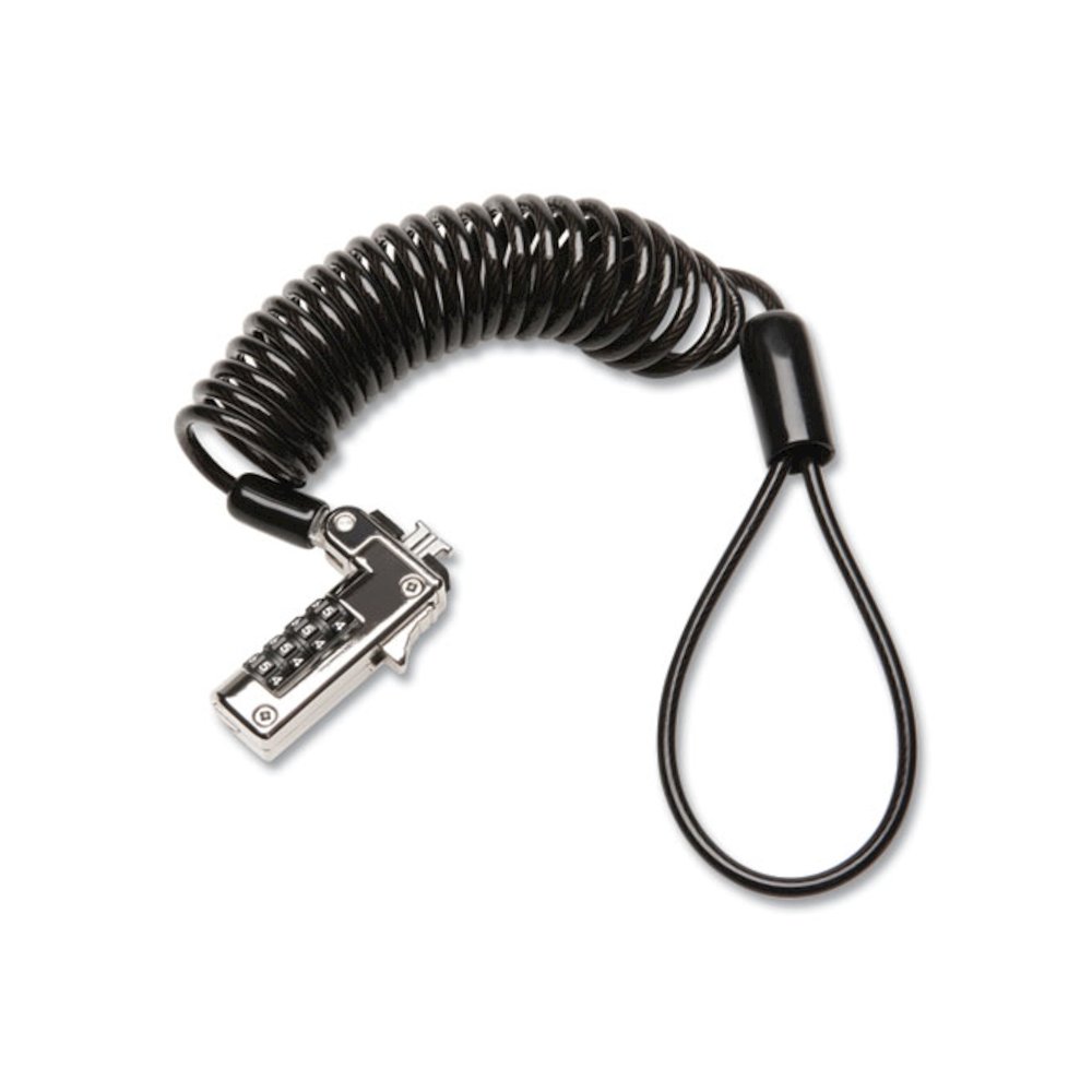 Slim Portable Combination Lock for Standard Slot, 6 ft Carbon Steel Cable, Black/Silver