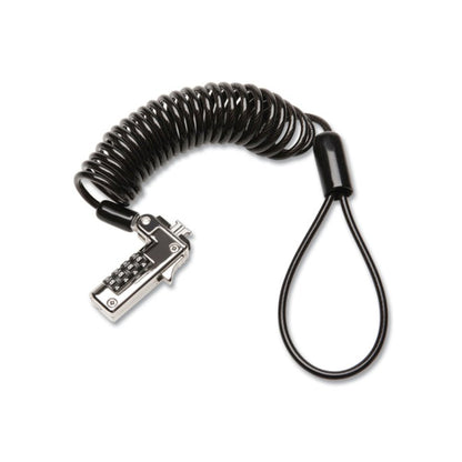 Slim Portable Combination Lock for Standard Slot, 6 ft Carbon Steel Cable, Black/Silver