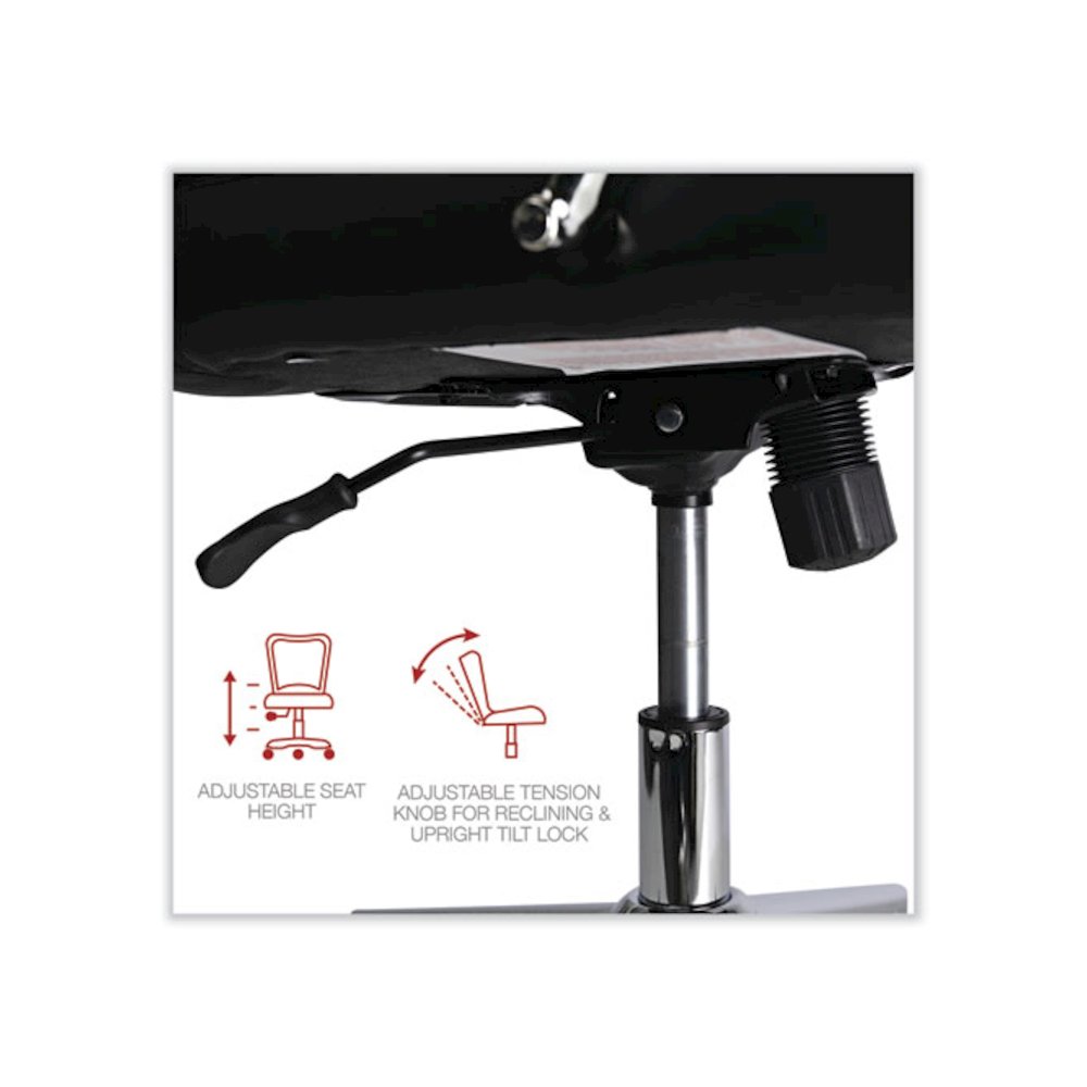 Leather Task Chair, Supports Up to 275 lb, 18.19" to 21.93" Seat Height, Black Seat, Black Back