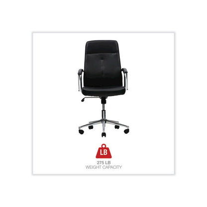 Leather Task Chair, Supports Up to 275 lb, 18.19" to 21.93" Seat Height, Black Seat, Black Back