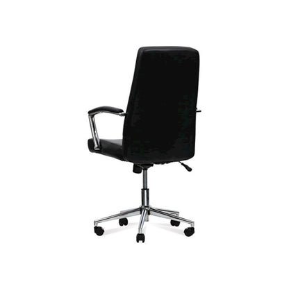 Leather Task Chair, Supports Up to 275 lb, 18.19" to 21.93" Seat Height, Black Seat, Black Back