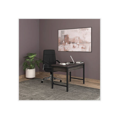Leather Task Chair, Supports Up to 275 lb, 18.19" to 21.93" Seat Height, Black Seat, Black Back