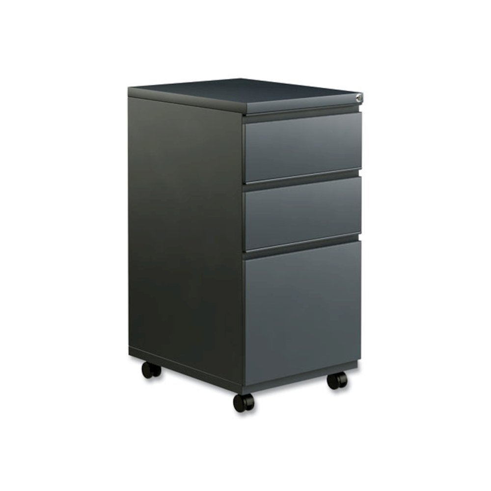 File Pedestal with Full-Length Pull, Left or Right, 3-Drawers: Box/Box/File, Legal/Letter, Charcoal, 14.96" x 19.29" x 27.75"