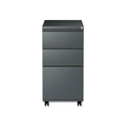 File Pedestal with Full-Length Pull, Left or Right, 3-Drawers: Box/Box/File, Legal/Letter, Charcoal, 14.96" x 19.29" x 27.75"