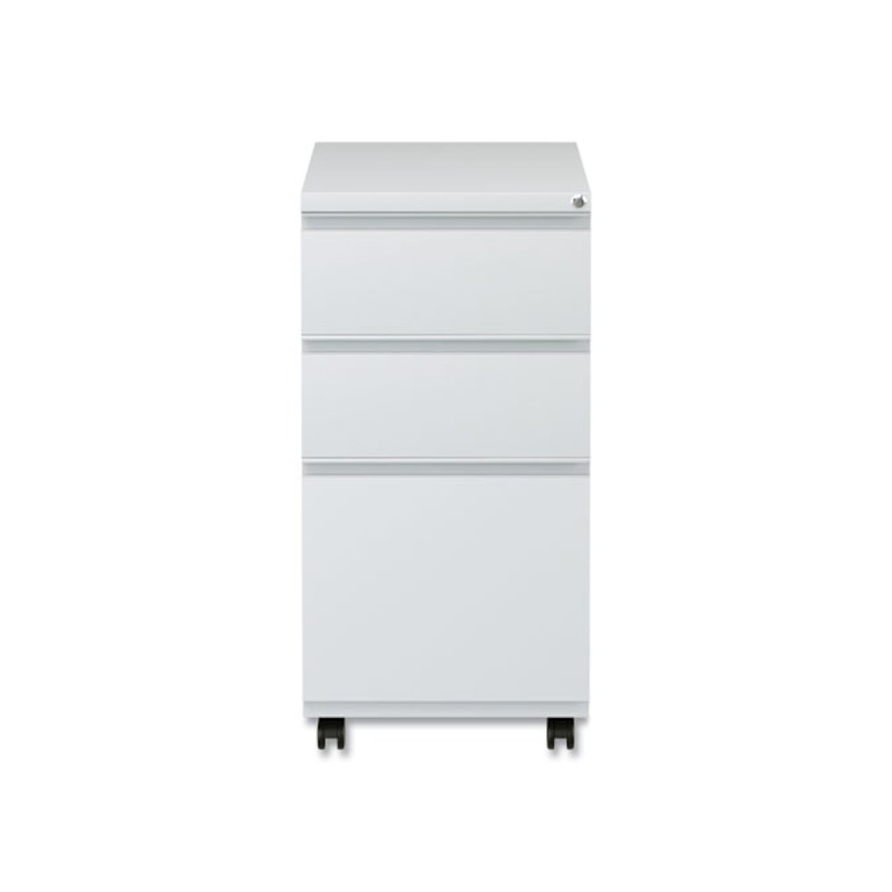 File Pedestal with Full-Length Pull, Left/Right, 3-Drawers: Box/Box/File, Legal/Letter, Light Gray, 14.96" x 19.29" x 27.75"