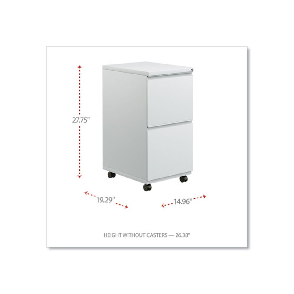 File Pedestal with Full-Length Pull, Left or Right, 2 Legal/Letter-Size File Drawers, Light Gray, 14.96" x 19.29" x 27.75"