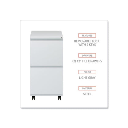 File Pedestal with Full-Length Pull, Left or Right, 2 Legal/Letter-Size File Drawers, Light Gray, 14.96" x 19.29" x 27.75"