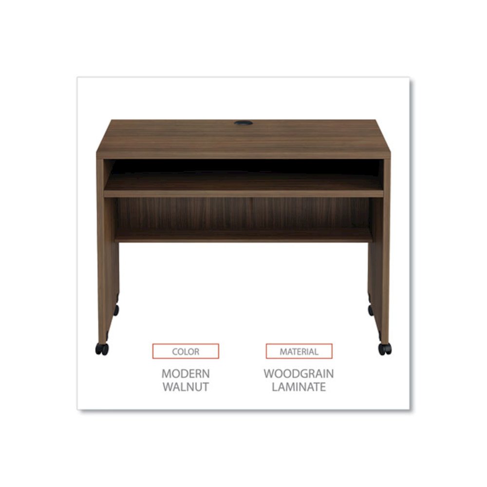 Alera Valencia Series Mobile Workstation Desk, 41.38" x 23.63" x 30", Modern Walnut