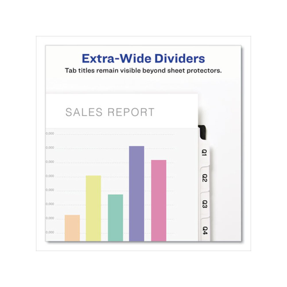 Print and Apply Index Maker Clear Label Dividers, Extra Wide Tab, 8-Tab, 11.25 x 9.25, White, 1 Set