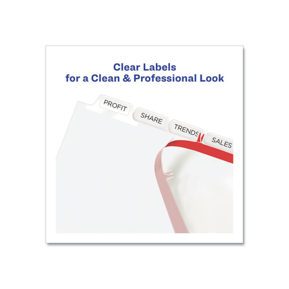 Print and Apply Index Maker Clear Label Dividers, Extra Wide Tab, 8-Tab, 11.25 x 9.25, White, 1 Set
