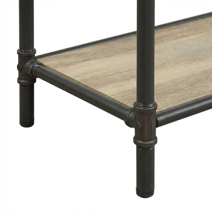 Antique Oak And Gray Bookshelf With Modern Storage Design